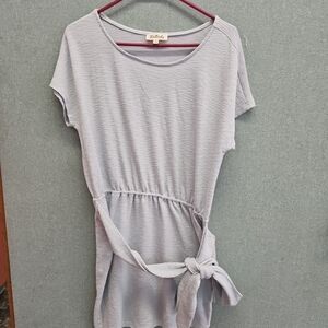 Listicle Gray Tie Waist Ribbed Casual Comfy Dress Women's Size Large